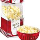 Nostalgia Retro Hot Air Popcorn Maker  12 Cups Oil Free Popping  Countertop Machine with Measuring Cup  Healthy Snacks & Movie Nights  Red