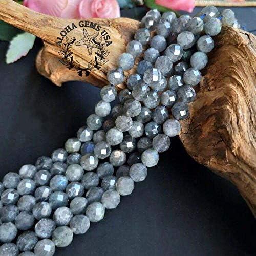 [ABCgems] Brazilian Labradorite (Beautiful Flash) 6mm Faceted Round Beads for Beading & Jewelry Making