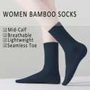 EPEIUS Women Socks Soft Thin Women's Crew Socks - Seamless Viscose Dress Calf Sock for Business,Trouser 9-11 Navy 6 Pairs Size L (Black)