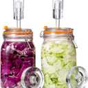 JILLMO Fermentation Jar, 1.5 Liter Glass Fermenting Jar with Fermenting Weights and Airlocks, Pack of 2