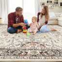 Area Rug for Living Room - 7x9 Soft Washable Oriental Vintage Floral Distressed Large Carpet - Fade Stain Resistant Non Slip Rugs for Bedroom Dining Room Nursery Dorm Office Home Decor - Multi