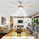 60 Inch Ceiling Fans with Lights and Remote, Indoor Outdoor Nickel Modern Ceiling Fan, Reversible DC Motor Dual-Sided Blades, 3CCT, Large Farmhouse Ceiling Fan for Bedroom Living Room Garage