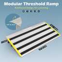 4" Rise Door Threshold Ramps for Doorways, Stable Yellow Edge, Aluminum Wheelchair Ramp for Home Steps, Adjustable Modular Entry Ramp for Scooters, Power Chairs, 880LBS Load Capacity
