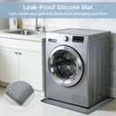 27" x 27" Washing Machine Drain Pan Silicone Mat with Punch Tool & Plugs, Raised Edge Non-Slip Waterproof Washer Drip Tray, Anti-Vibration Floor Leak Protector for Washer Dryer Laundry Room
