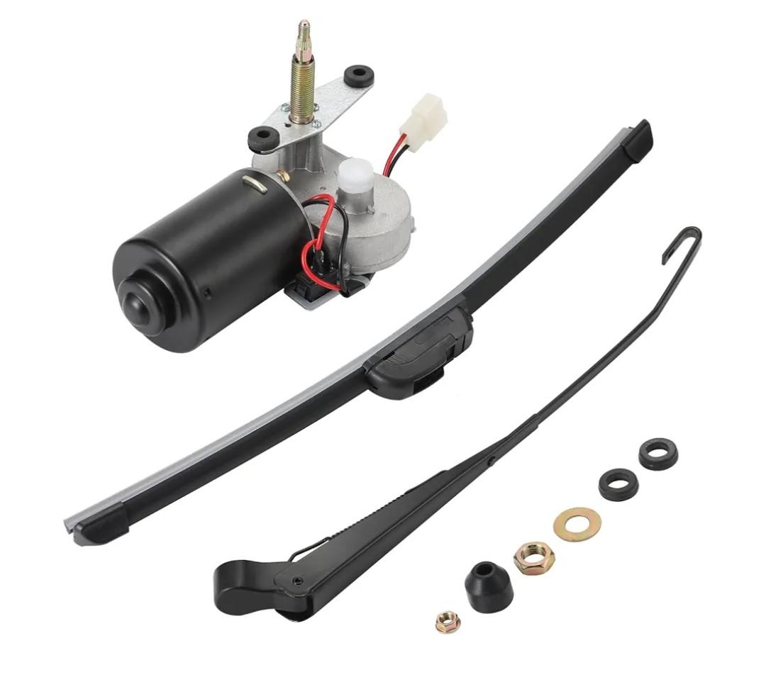 Electric UTV Windshield Wiper Kit, Universal 12V UTV Electric Windshield Wiper Motor Kit Compatible with Polaris RZR Ranger Mule Teryx, 16" Windshield Wiper Blade, 90 Degree Wipe Motor