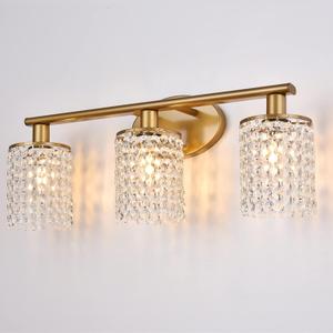 Gold Bathroom Light Fixtures, Crystal 3-Light Vanity Light, Modern Vanity Lights Over Mirror
