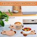 Coasters for Drinks - 4 PCS Capybara Crochet Coasters Cute Coffee Coaster for Table Decor, Housewarming Capybara Gifts (Light Brown Capybara)