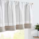 jinchan Nautical Valance Striped Linen Curtain 18 Inch Gray Farmhouse Light Filtering Kitchen Valance for Living Room Window Double Layer Window Pinstripe 1 Panel Grey on White