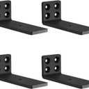MLOQI 4 Pack Floating Shelf Bracket Heavy Duty, Hidden Shelf Brackets 5mm Thick L Brackets for Shelves up to 50 KG (Black 12.7cm)