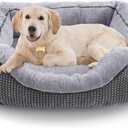 INVENHO Medium Dog Beds for Medium Dogs Washable, Rectangle Dog Bed Medium Size Dog, Orthopedic Dog Bed, Warming Soft Calming Sleeping Puppy Bed Durable Pet Bed with Anti-Slip Bottom M(30"x24"x9") (Grey)