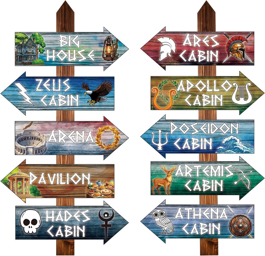 Greek Mythology Arrow Signs, 20pcs Greek Gods Cabin Arrow Signs, Htabiol Greek Mythology Party Decorations, Greek God Party Decorations, Suit for Percy Jackson Party, Camp Half Blood Party