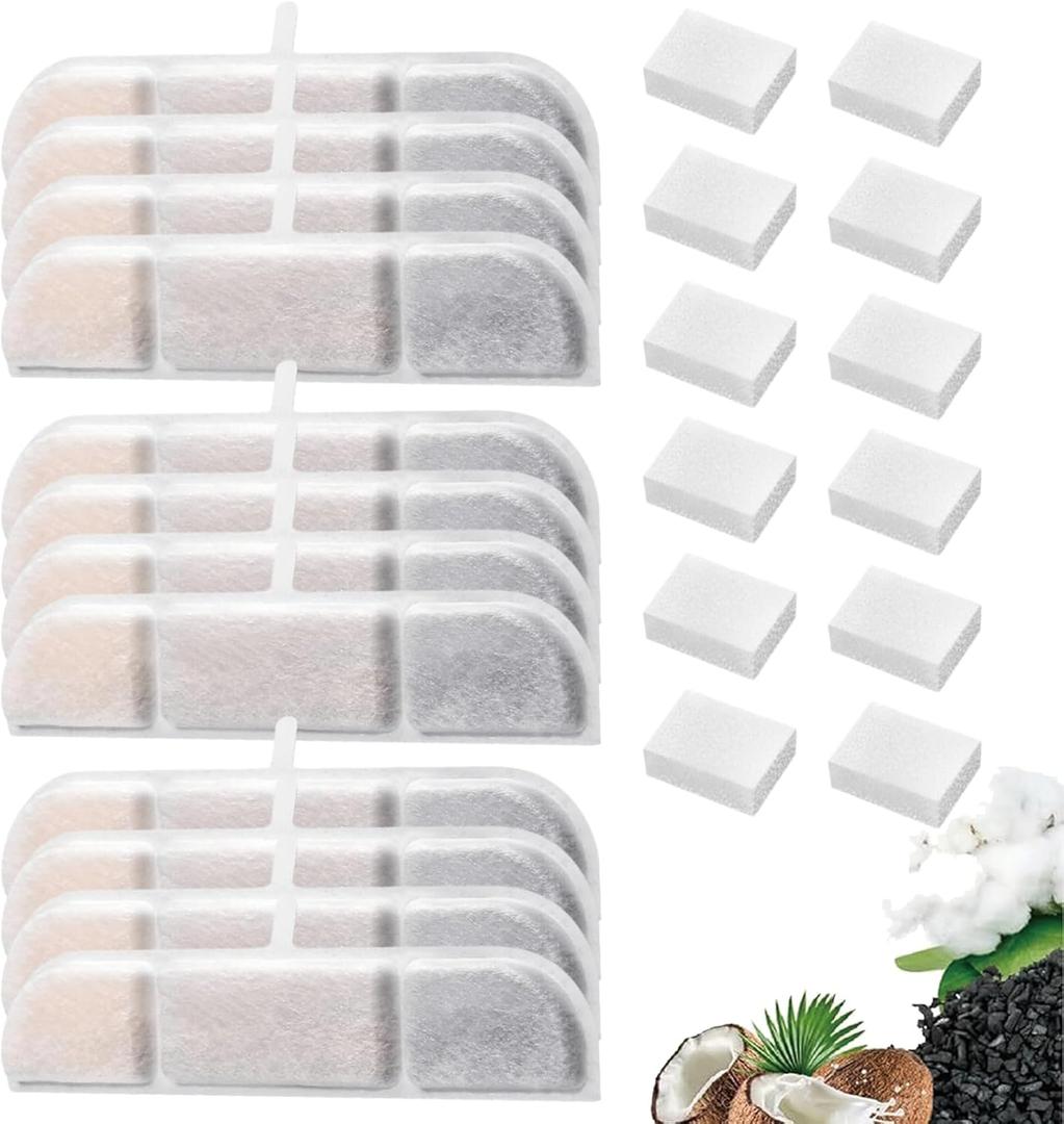 12 Packs Replacement Filters Compatible with DownyPaws Wireless Cat Water Fountain 84oz/2.5L,Cat Fountain Filter for Battery Operated Cat Water Fountain DPWFP6