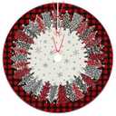 Christmas Tree Skirt 30 Inch, Tree Plaid Red Black Snowflake Xmas Tree Skirt Christmas Tree Mat for Home Party Holiday Indoor Outdoor Decorations