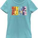Pokemon Girls Poke Rainbow Short Sleeve Tee Shirt, Tahiti Blue, X-Large