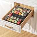 4 Tier Spice Drawer Organizer, (Need 3.5" Deep Drawer) 4 Pack Metal Non-Slip Spice Rack for Drawer Free Combination, Adjustable Spice Rack Drawer Insert, Spice Organization for Drawer