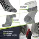 Alvada Merino Wool Hiking Socks Thermal Warm Crew Winter Boot Sock For Men & Women 3 Pairs (Gray, XL)