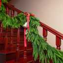6 Ft Extra Full Christmas Garland Delux Real Touch Norfolk Pine Garland Christmas Decorations Lush Realistic Greenery Garlands for Mantle, Table, Stair, Railing, Fireplace Indoor Outdoor Holiday Decor