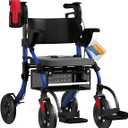 BigAlex Rollator Walker with Seat,2 in 1 Rollator Walker Transport-Wheelchair,10" All-Terrain Wheel for Outdoor & Indoor Use,Wider Seat for Users,Wheelchair Combo-Lightweight,Blue
