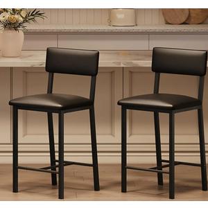Garvee 26'' Bar Stools Set of 2, Counter Stools with Back & Thick Cushion
Metal Counter Height Stools, Barstools with Padded Seat, Bar Chairs for Kitchen Island, Bar, Dining Room, Modern Black