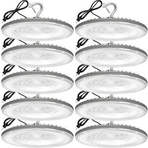 10 Pack 150W UFO Led High Bay Light,120VAC,5000K Daylight Commercial Bay Lighting,IP66 Waterproof,21050LM,650W MH/HPS with Plug Area Lighting for Warehouse/Shop/Workshop/Garage/Barn/Gym/Factory