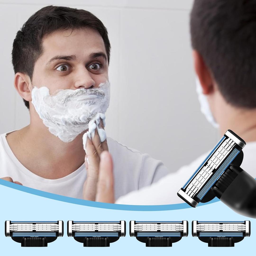 Razor Blade Refills for Men - 24PCS Compatible with mach 3 razor blades refills with Mach3 Razors, Dual Lubrication Blades for Extra Close & Comfortable Shave