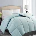 EASELAND Oversized King Down Alternative Comforter - Quilted Duvet Insert for All Seasons, Soft Lightweight with Corner Tabs, Summer Winter Warm Bedding, Aqua 98x116 Inches