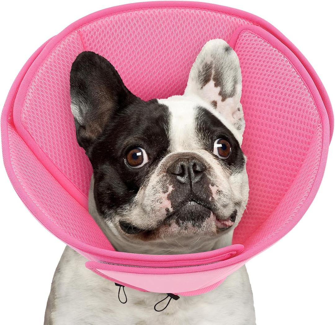 Queenmore Soft Dog Cone Collar,Comfortable Dog Cones for Medium Dogs/Cats to Stop Licking After Surgery,Comfy Cone for Dogs, Neuter Recovery Ecollars of Shame Alternatives,Pink, M
