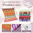 Menkxi 6 Pcs Bohemian Floor Pillows Seating 15 Inch Boho Floor Cushions Sitting Pillows Square Yoga Mandala Meditation Pouf for Living Room Balcony Office Tatami(Stylish), approx. 15 x 15 x 2.36 inches