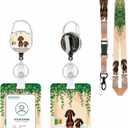 ID Badge Holder with Lanyard, Detachable Lanyard and Retractable Badge Reel Clip, Vertical ID Protector Bage Clips for Man Woman Teachers Students Office Workers Nurses - Bathtub Dachshund