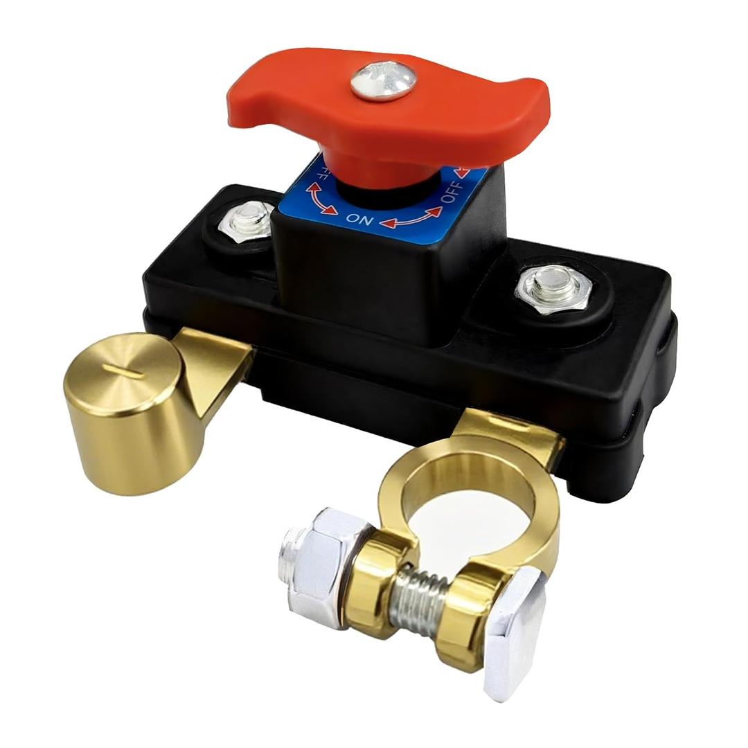 Car Battery Power Cut-Off Switch Breaker, Pure Copper Stable Transmission High Conductivity Disconnect Switch Smart Battery Disconnect for Car Truck Boat Rv Supplies (Red)