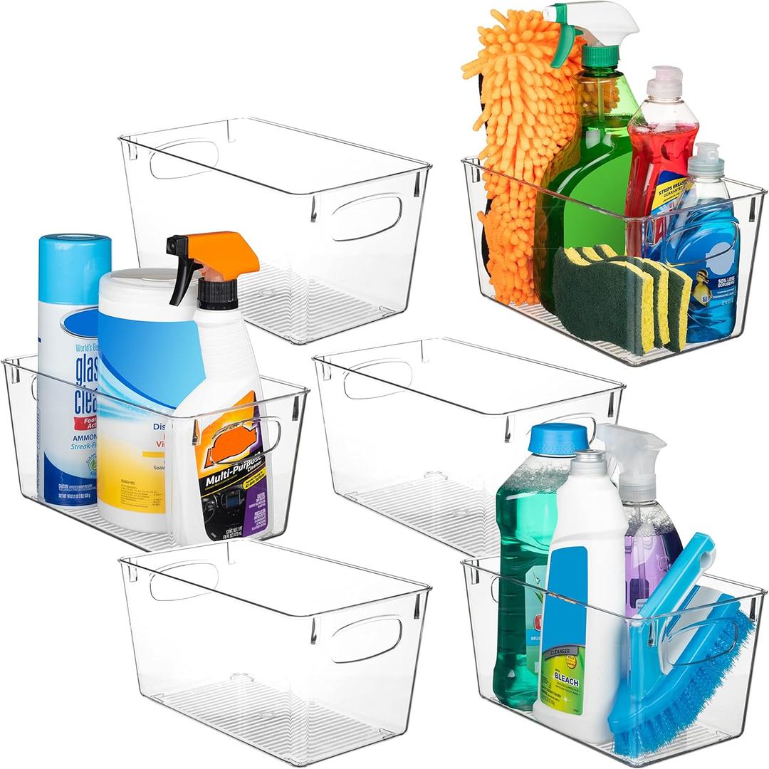ClearSpace Clear Plastic Storage Bins  Perfect Kitchen Organization and Storage or Pantry Storage  Fridge Organizer, Pantry Organization and Clear Storage Bins, Cabinet Organizers (6 Pack)