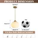 KCO Lighting Mid Century 1-Light Globe Pendant Light Industrial Vintage Brass Gold Pendant Lighting Fixture Kitchen Island Adjustable White Glass Hanging Ceiling Lights