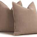ZWJD Khaki Pillow Covers 20x20 Set of 2 Chenille Throw Pillow Covers with Elegant Design Soft and Luxurious Decorative Throw Pillows for Couch, Bed, and Home Decor