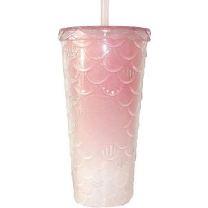 Studded Tumbler with Straw and Lid Pink Cups Reusable Tumblers with Straw Insulated Tumbler Cup for Iced Coffee Cold Drinks or Water