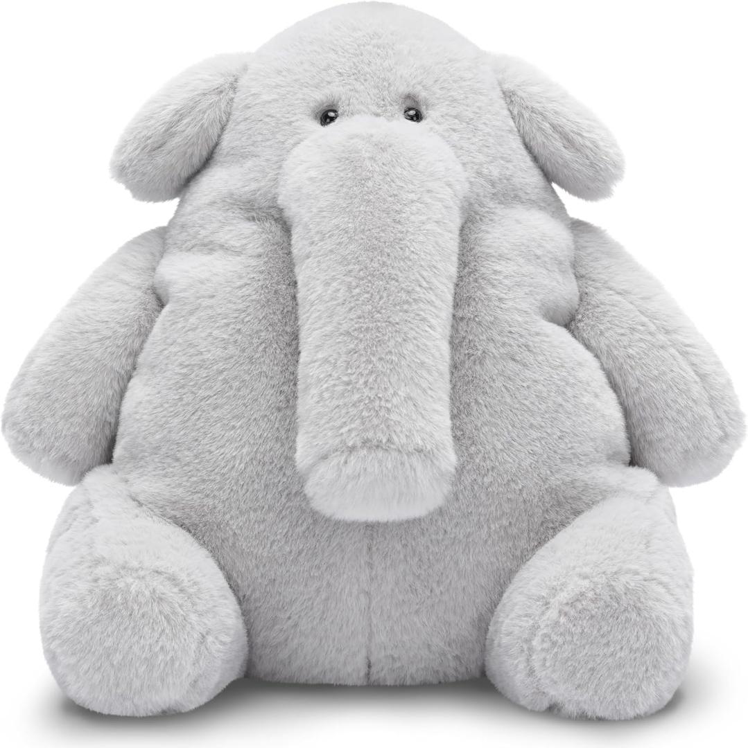 IKASA Elephant Stuffed Animals Plush Toys,10" Cute Plushie Soft Cuddly Plushy Fluffy Toy, Gifts for Family Kids Girls Boys (Medium, Light Gray Elephant)