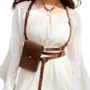 Scarlet Darkness Renaissance Belt Pouch Women Pirate Accessories Body Harness Belt Waist Bag (Camel)