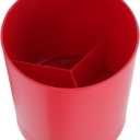 Kitchen Cooking Utensil Holder, 360 Rotating Large Utensil Crock 5.7X6.5 Inch Unbreakable For Countertop, For Farmhouse Kitchen Decor With Non Slip Base And Divider(Red)