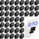 YOUEON 60 Pcs Black Plastic Sign Clips with Dual-Sided Sign Grips, Small Reusable Price Tags Holder Food Lable Clips for Retail, Merchandise Display, Buffet, Bakery