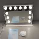 Kottova Vanity Mirror with Lights,15.7"x11.8"LED Makeup Mirror, Lighted Makeup Mirror with 10X Spot Mirror,Smart Touch 3 Colors Dimmable,360 Rotation,for Vanity Desk Tabletop,Plug in(White)