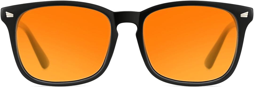 TIJN Blue Light Blocking Glasses for Computer, TV, Gaming Improve Sleep by Naturally Producing Melatonin for Women Men, Orange Lens ((Strengthen Protect- Amber Lens) Black)