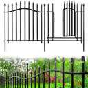 10 Panels No Dig Garden Decorative Fence with Gate - 24in H x 22.5ft L, Heavy-Duty Square Tube Animal Barrier, Rustproof Dog Fence for Outdoor Yard & Patio Protection