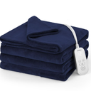 Sunbeam Electric Heated Bed Blanket Navy Soft Microplush 12 Heat Settings Full 84 x 72, Blue
