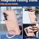 HuwaiH Magnetic Stand for Samsung Galaxy S25 Case, Military-Grade Protection, Anti-Fingerprint Anti-Scratch Translucent Matte Phone case for Samsung Galaxy S25(Pink)