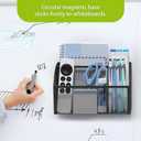YINGHUA Magnetic Desk Organizer - 3 Compartment Metal Mesh Pen Holder for Locker, Whiteboard, Refrigerator, Office - Black Caddy