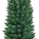 Goplus 6FT Pencil Christmas Tree, Artificial Slim Christmas Tree, 400 Branch Tips, Premium PVC Needles, with Sturdy Metal Stand, Unlit Xmas Tree for Home Office Shops Hotels (Green)