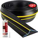 Jin&Bao Universal Garage Door Threshold Seal Strip 12FT Kit, Bottom Waterproof Rubber Weather Stripping Replacement（Yellow, 1 Adhesive）