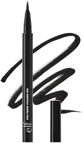 e.l.f. H2O Proof Eyeliner Pen, Felt Tip, Waterproof, Long-Lasting, High-Pigmented Liner For Bold Looks, Vegan & Cruelty-Free, Jet Black. 0.02 Fl Oz