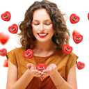 Yaomiao 48 Pcs Heart Smile Face Stress Balls Valentine's Day Red Heart Balls Smile Face Shaped Foam Ball for Valentine Party Gift Bag Fillers School Carnival Reward