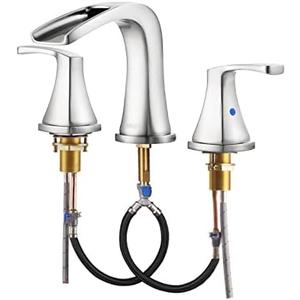 2-Handle Widespread Waterfall Roman Bathtub Faucet Tub Filler with Valve, Brushed Nickel