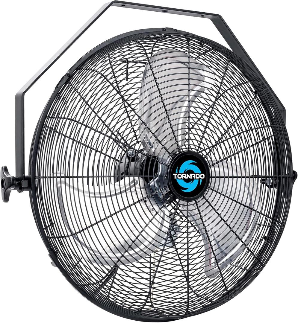 Tornado - 18" High Velocity Industrial Wall Fan with TEAO Enclosure Motor - 4000 CFM - 3 Speed - 6.5 FT Cord - Industrial, Commercial, Residential Use - UL Safety Listed